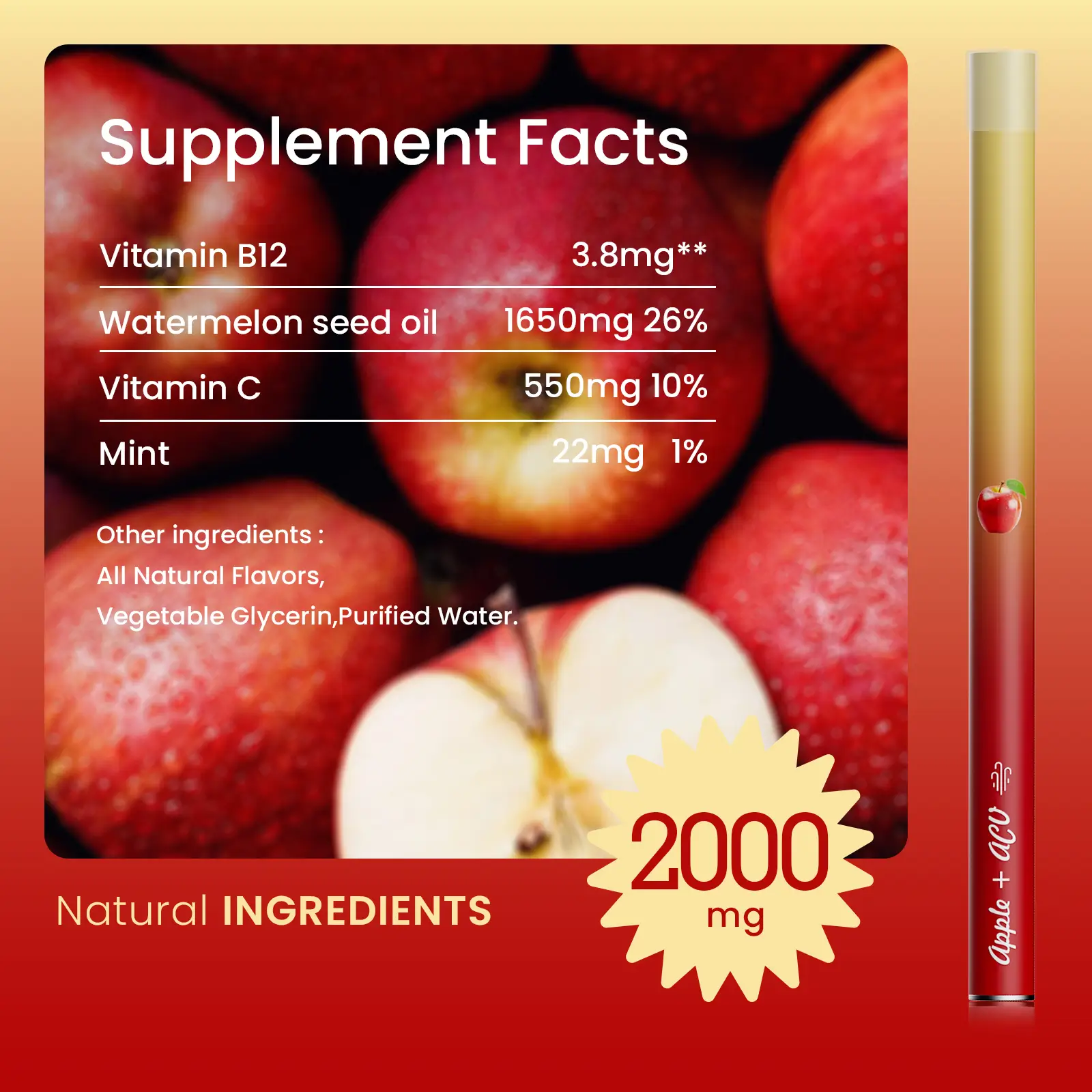 Apple + ACV Herbal Diffuser Pen | Nicotine Free Vape
